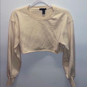 Forever 21 super cropped cream sweatshirt